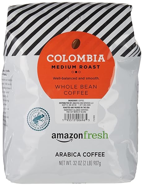 AMAZON FRESH, COLOMBIA WHOLE BEAN COFFEE MEDIUM ROAST,...