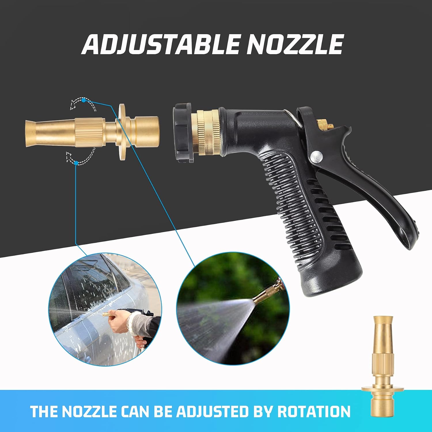 INGOFIN Car Wash Foam Cannon Gun for Garden Hose - Car Wash Foam Soap Sprayer Snow Foam Blaster with Metal Handle,Adjustable Nozzle,6 Level Ratio Dial,Washing Mitts,Quick Connector to Any Garden Hose: Automotive