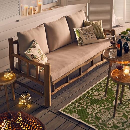 Amazon De Miavilla Gartensofa Bali Garten Loungemobel Inklusive Polster Akazienholz Natur
