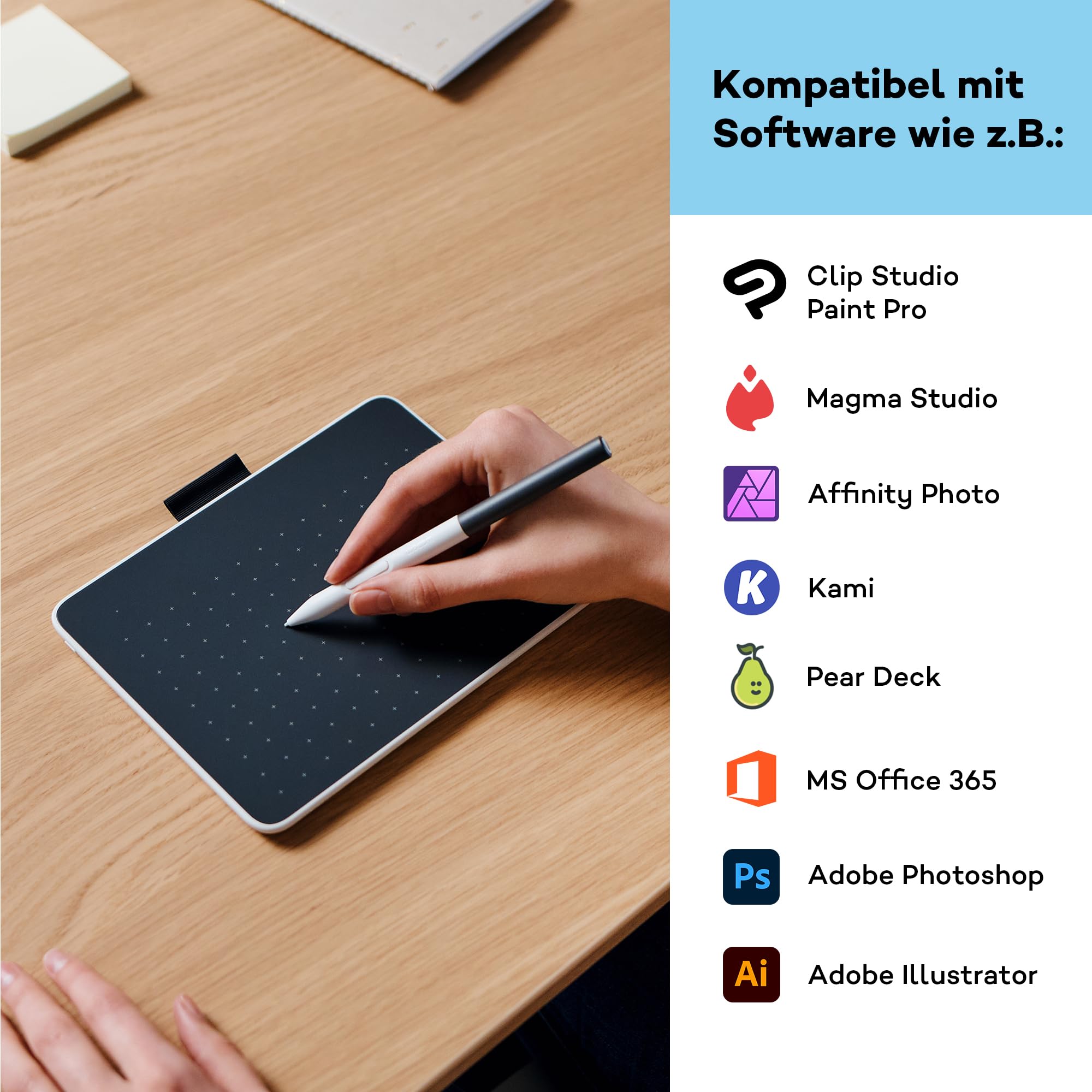 Wacom One S Stifttablett inkl. batterielosem EMR-Stift, Bluetooth-Verbindung, für Windows, Mac, Chromebook und Android – ideal für kreative Einsteiger, digitales Zeichnen und alltägliche Büroarbeiten. 4