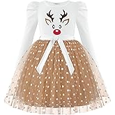 Arshiner Toddler Girls Tutu Dress Gigot Long Sleeves Fall Winter Belted Princess Party Tulle Dresses 3-8Y