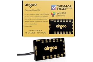 Airgoo Command Core X28, 16-Channel ARGB Controller & 12-Channel PWM Fan Hub 2 in 1, SATA Powered PC Lighting & Fan Hub, Sign