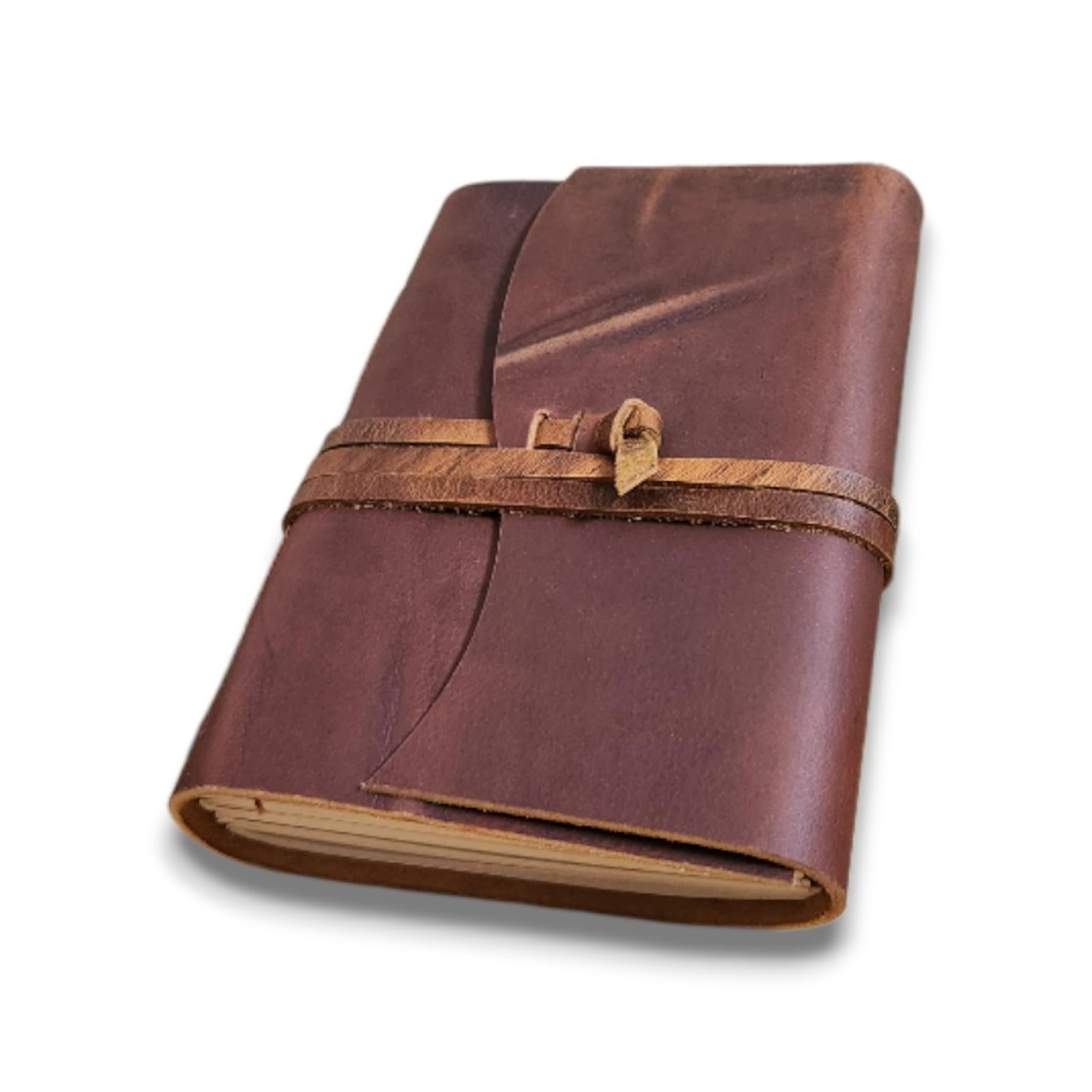Finun-Lthr Vintage Leather Journal Notebook Writing Journal Lined Diary for Women and Men Brown 8x6 Inch 240 Lined Pages (Brown, 8x6 inch)
