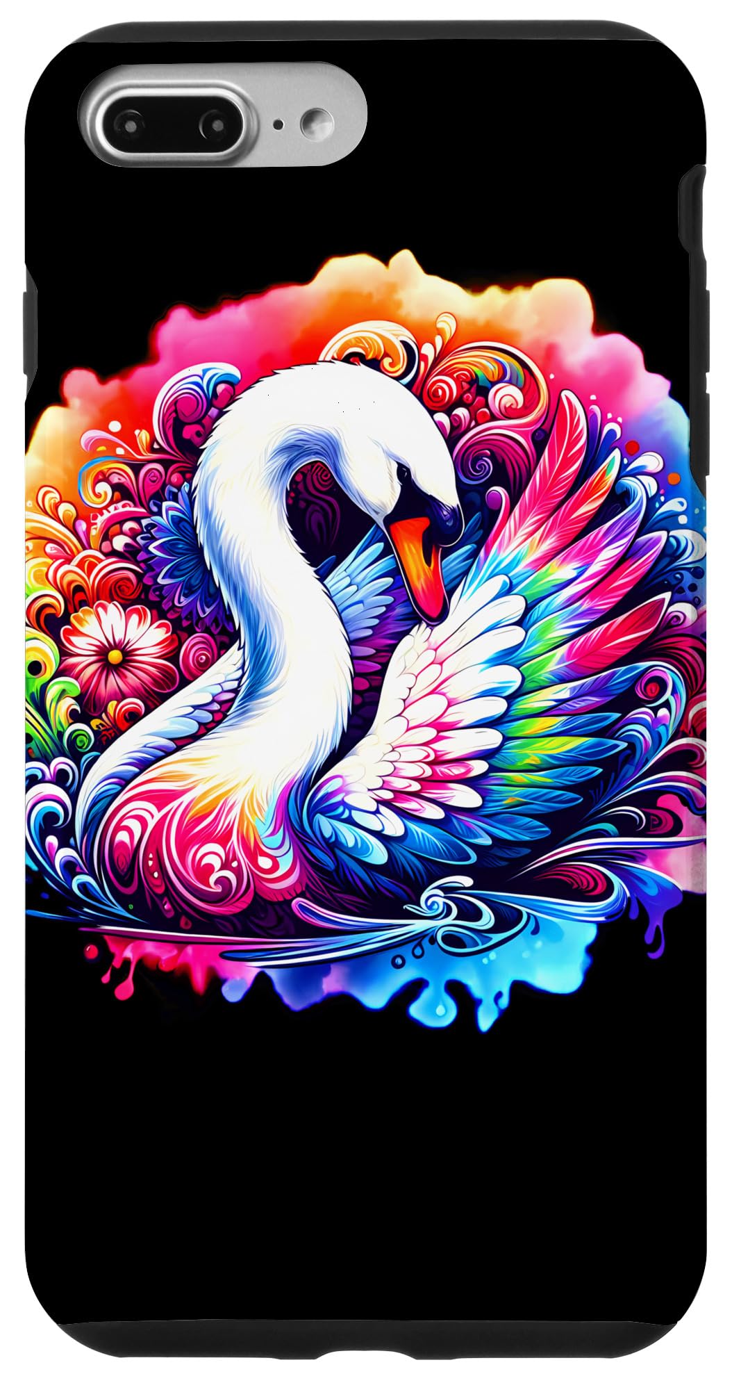iPhone 7 Plus/8 Plus Cool Swan Bird Spirit Animal Illustration Tie Dye Art Case