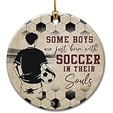 Soccer Ornaments for Christmas Tree - Soccer Gifts for Kids, Boys, Men, Inspirational Gifts for Sports Lovers, Brother, Son, Friends, Team - Ceramic Sports Ornaments Tree Decorations