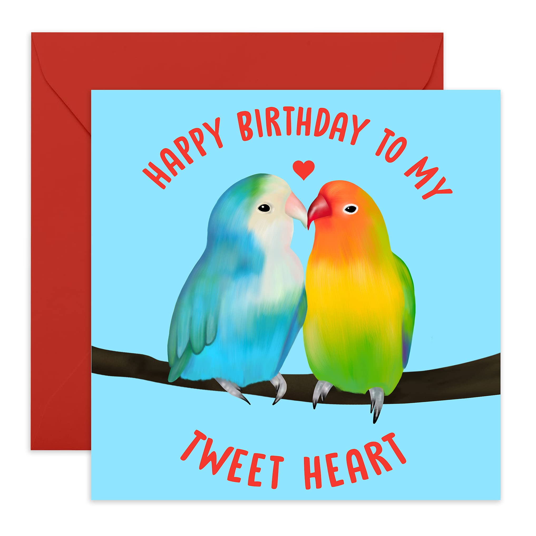 Central 23 - Birthday Card for Husband or Wife - 'Happy Birthday to My Tweet Heart' - Cute Birds - For Girlfriend or Boyfriend - Comes with Fun Stickers