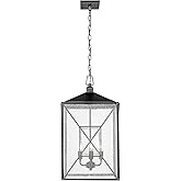 Millennium Lighting Devens 2 Light Outdoor Hanging Lantern in Powder Coated Bronze with Clear Seeded Glass Shades