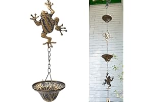 SMQLJXC 8.5Ft Frog and Cup Rain Chain Outdoor Decorative Rain Gutter Drain Rain Catcher Gutter Chain