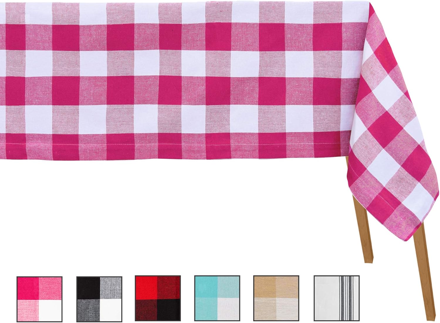 Cotton Tablecloth Buffalo Check Pink and White Rectangular Tablecloth