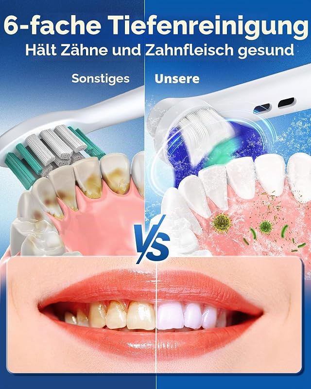 Rotierende elektrische Zahnbürste mit 8 Bürstenköpfen 2 Type Deepblue