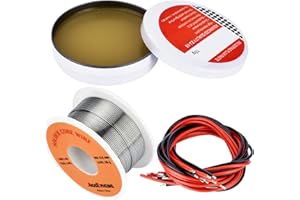 AccEncyc Solder Core Wire and Rosin Paste Flux Kit Tin Lead Rosin Core Solder Wire & Rosin Paste Flux for Electrical Soldering 60-40 (0.8mm, 50g)