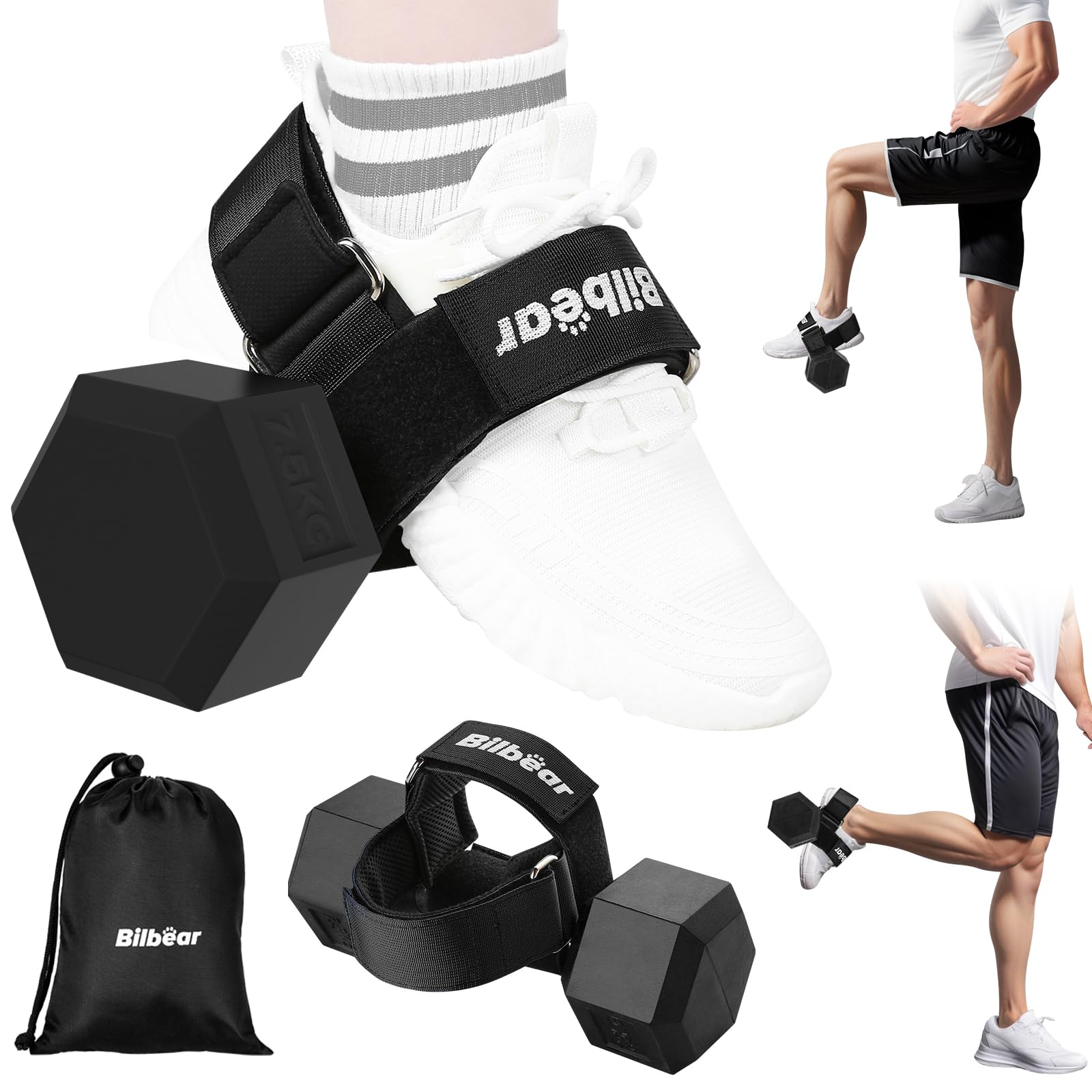 Bilbear Tibialis Trainer Strap for Shin Splint Relief, Adjustable Dumbbell Foot Attachment for Hip Flexor Raises, Dumbbell Ankle Strap for Weight Lifting, Relieve Leg Pain Increase Range of Motion