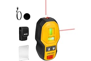 PREXISO 2-in-1 Rechargeable Cross Line Laser Level with Magnetic Stud Finder, Compact Line Lasers with LED Bubble Vials for Accurate Marking, Stud Detector Wall Scanners for Hanging Frames & Pictures