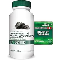 Leo Desilets Activated Charcoal | 225mg of Activated Charcoal per Capsule | Helps Relieve Bloating and Gas Pains | GMO & Pest