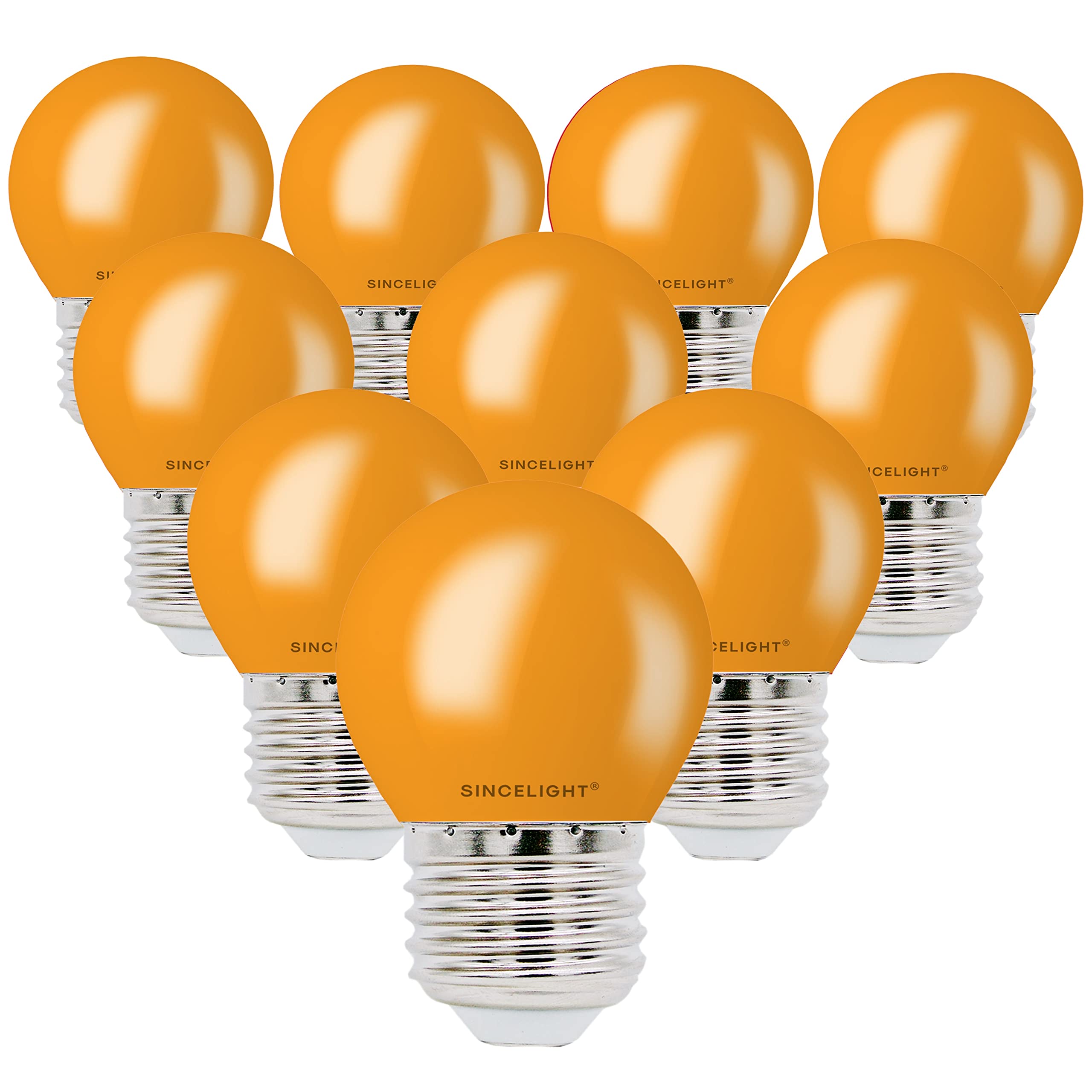 SINCELIGHT E27 LED Orange Coloured Bulbs 1W Festive Decorative Garden Party Light,Pack of 10