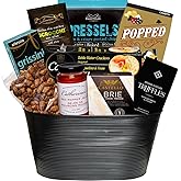 Gourmet Gift Basket – Artisan Crackers, Brie, Truffles & Savoury Treats in Black Tin | Great Holiday, Thank You & Corporate G