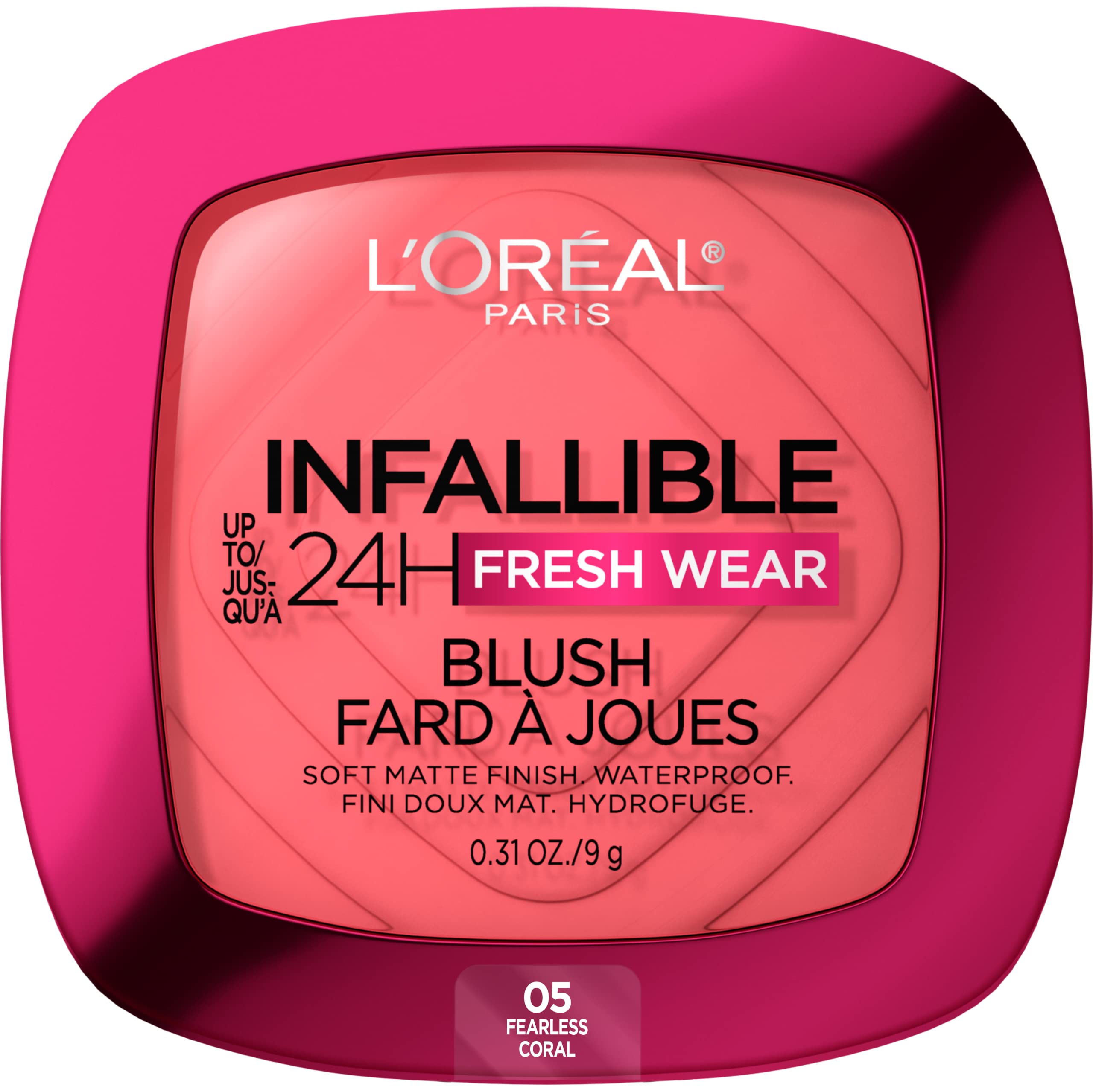 Photo 1 of L'Oreal Paris Infallible Up to 24H Fresh Wear Soft Matte Blush, Blendable, Long-Lasting and Waterproof Cheek Make Up, Fearless Coral 05, 0.31 Oz