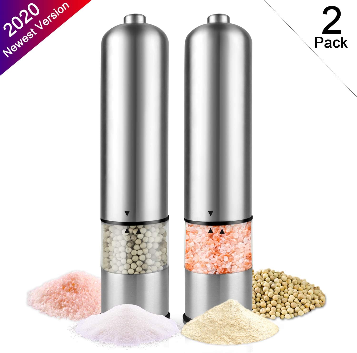 Best Automatic Stainless Steel Pepper And Salt Grinder 2 Pack