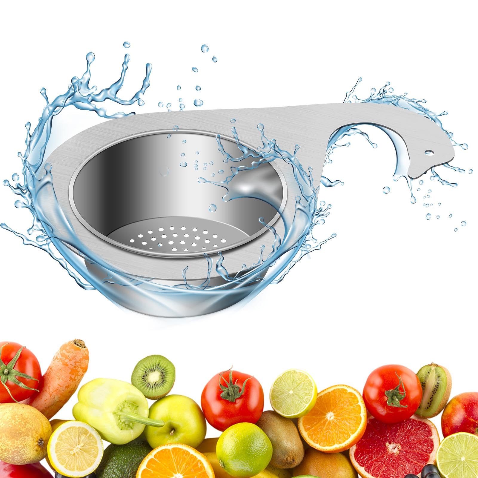 Photo 1 of ?Stainless Steel Sink Drain Strainer Basket, Kitchen Swan Faucet Hanging Filter Basket, Corner Sink Strainer, Multi-Functional Drain Basket for Fruit, Vegetable(Color:Silver)
