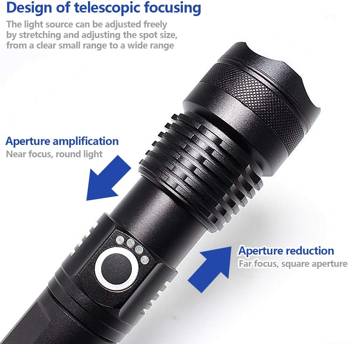 Rechargeable Flashlights LED Tactical Flashlight，Hand Held Light with Rechargeable Battery, High Lumens Zoomable 5 Modes, Waterproof Power Display, for Camping Hiking Outdoor Activity Emergency - - 