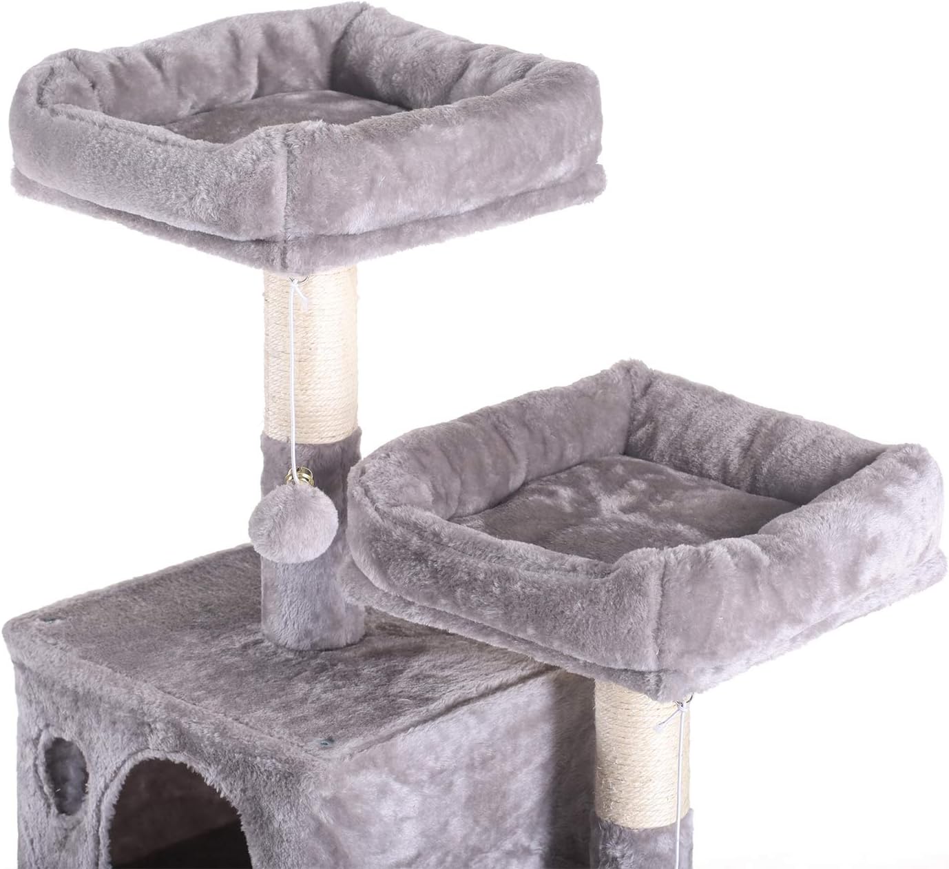 Hey-bro 60 inches Large Multi-Level Cat Tree Condo Furniture with Sisal-Covered Scratching Posts, 2 Plush Condos, 2 Plush Perches, for Kittens, Cats and Pets, Light Gray MPJ012W : Pet Supplies