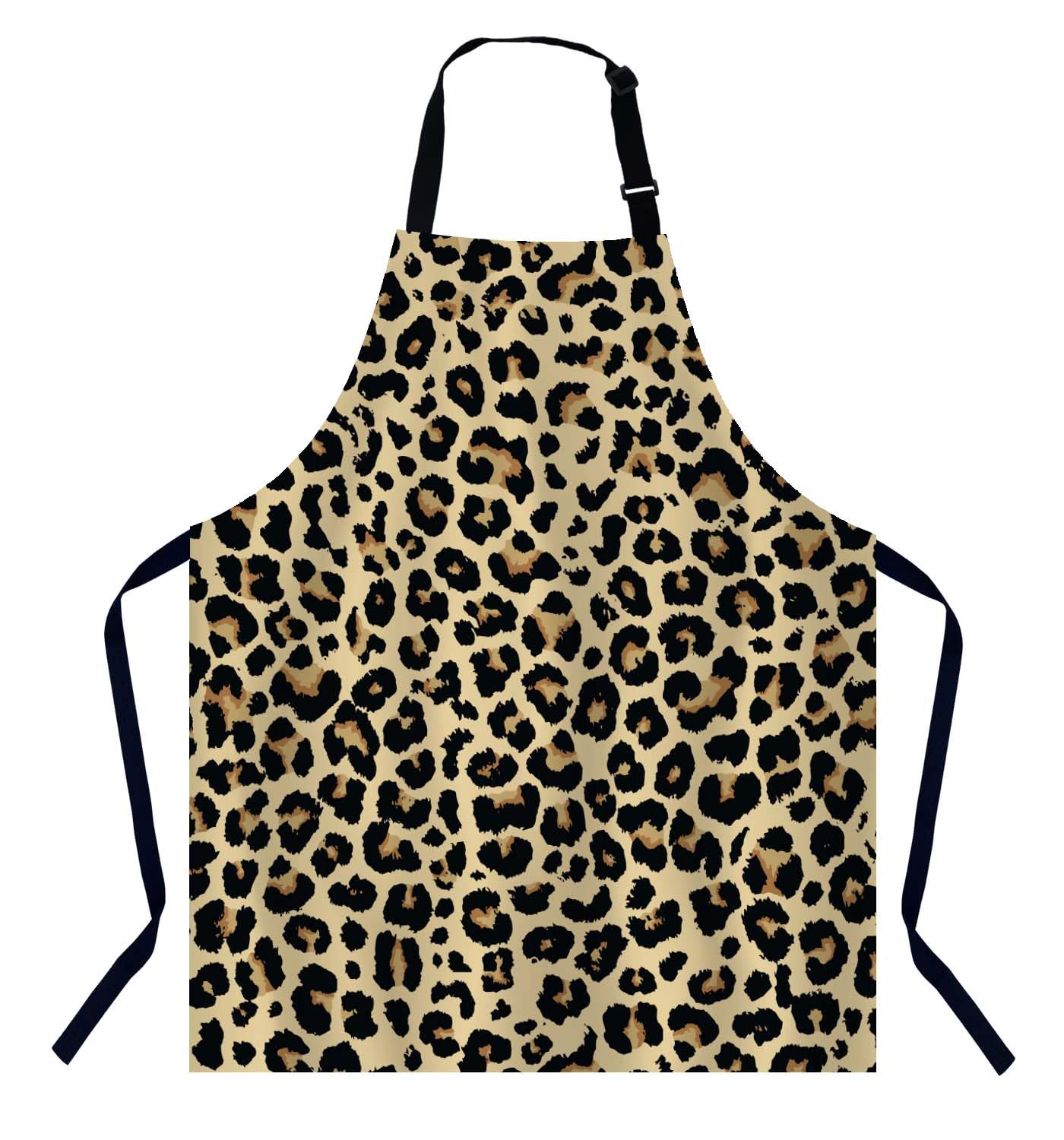 BGBDEIA Leopard Print Chefs Apron, Cooking and Baking Apron for Men and Women, Kitchen Apron, Butchers Apron, BBQ & Catering Bibs