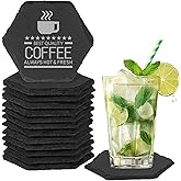 12PCS Slate Coasters Black Bulk Blank Laser Engraved Hand Painted Beverage Coasters, Non-Slip Bottom Mat, Home Office Kitchen Gift Wedding Bar Party