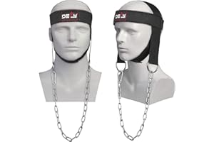 DEFY CHALLENGE YOUR FEAR DEFY Neck Harness, Weight Lifting Neck Exerciser - Workout Equipment for Head, Neck Strengthener for Gym Training – Head Exercise for Men Women - Nylon Adjustable Straps with Metal Chain (Black)