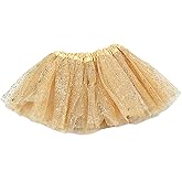 Baby Girl's Tutu Tulle Skirt with 3 Layers Sparkling Sequins Golden Tutu Skirt for Kids(6-24 Month) Halloween Brithday Outfit