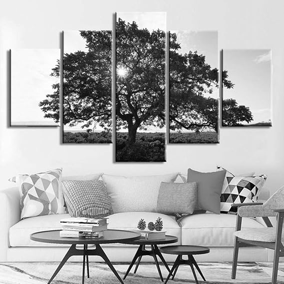 Amazon.com: 5 Pieces Black and White Large Tree Landscape Paintings