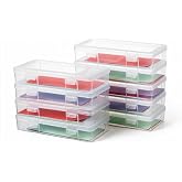 novelinks Clear Pencil Box and Small Plastic Storage Containers with Lids | 9 Pack, Medium Clear, Plastic Pencil Boxes, Board Game Storage Containers, Task Boxes for Special Education, Mini Organizer