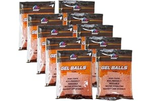 MHHE,100k Orange Gel Ammo for Gel Ball Blasters (7-8 mm,10 Packs,10000 Pieces Per Pack), Hydrogel Balls for Ages 14 & Up