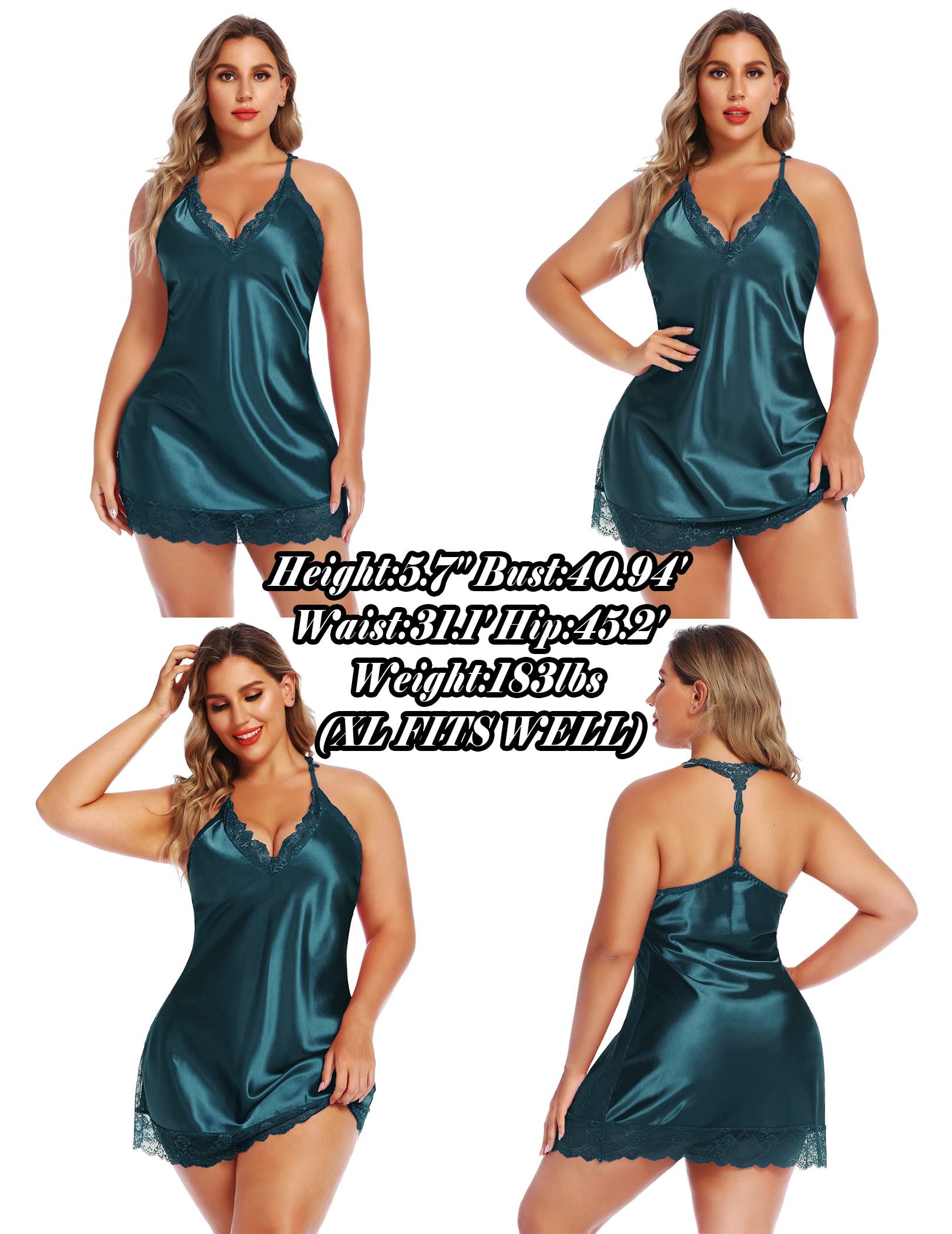 Avidlove Women Lingerie Satin Lace Chemise Nightgown Sexy Full Slips Sleepwear S-4XL