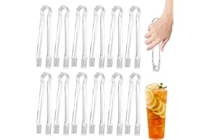 12 Pieces Plastic Serving Tongs, 6.3" Clear Kitchen Food Tongs, Easy to Hold Small Serving Utensil for Party Buffet Appetizer