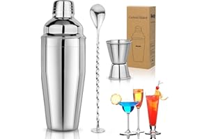 Cocktail Shaker Set Martini Shaker Set Bartender Set with Margarita Mixer Drink Shaker, Measuring Jigger and Mixing Spoon - P