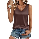 LILLUSORY Women Silk Satin Tank Top V Neck Summer Blouse Sleeveless Shirt Business Casual Dressy Outfit Vacation Clothes 2026