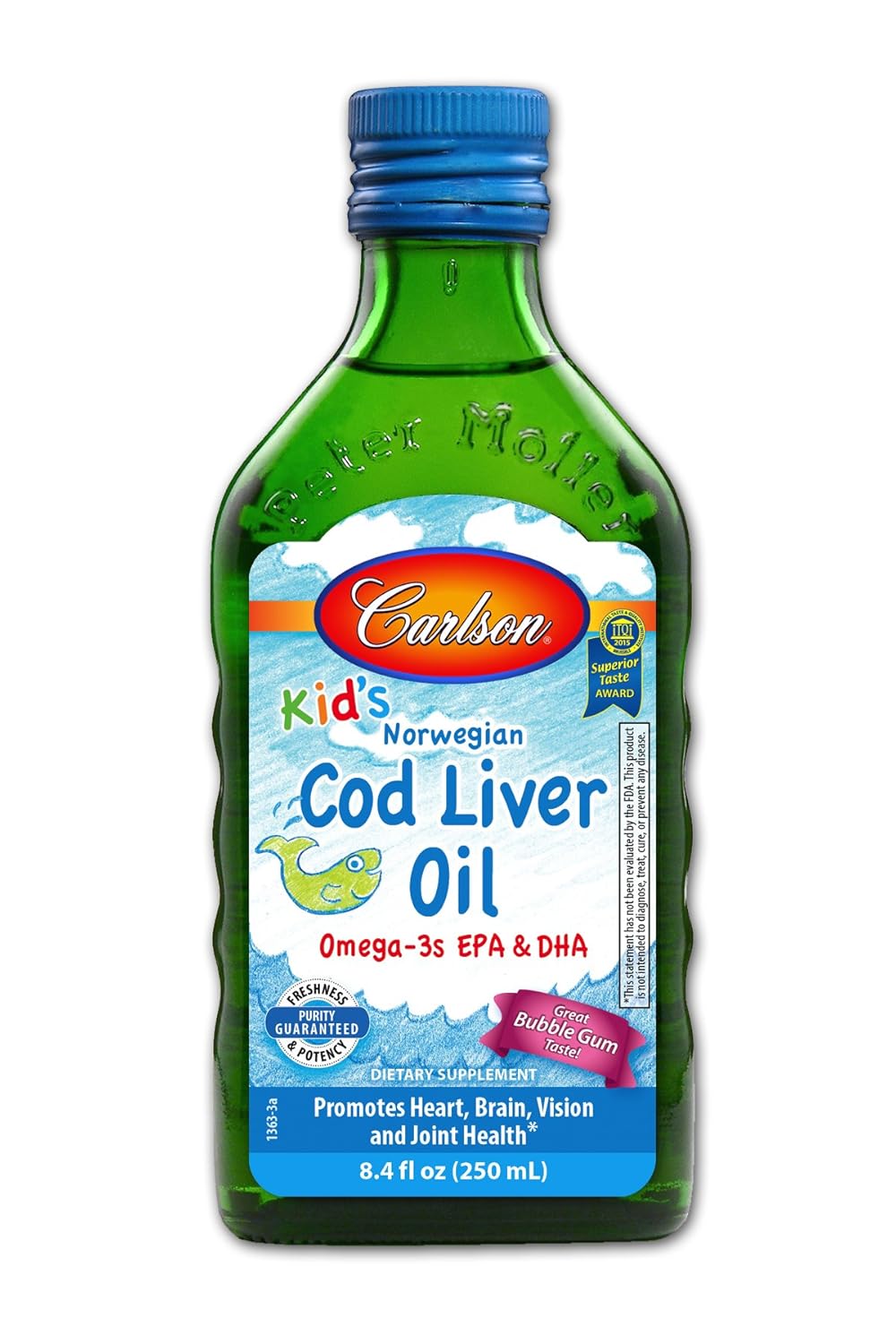 Carlson Kid's Cod Liver Oil, Bubble Gum, 550 mg Omega3s