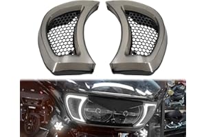 HDBUBALUS Motorcycle Headlight Vent Accent Turn Signal LED Indicator Side Lights For Harley Road Glide FLTRX 2015-2023 (Smoke Lens)