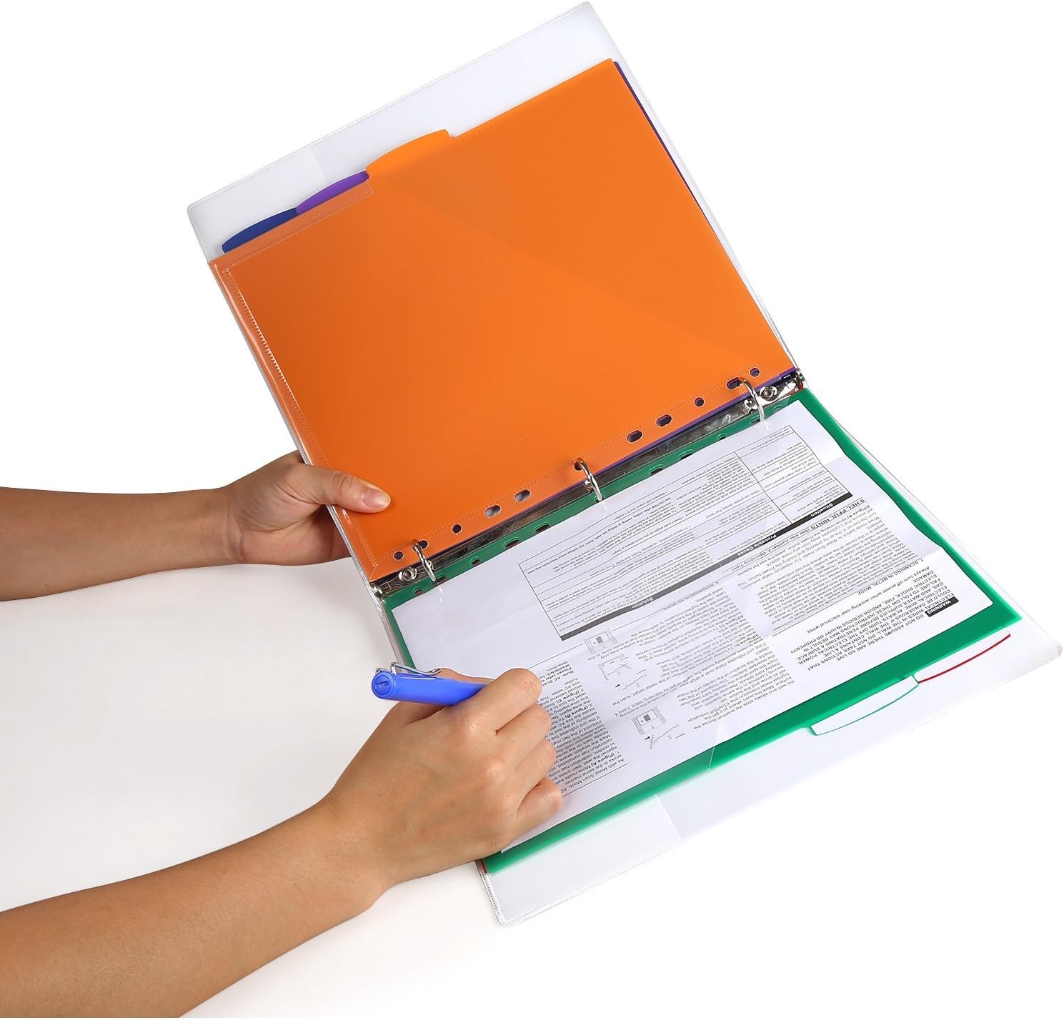 INFUN Plastic 5-Tab Dividers with Front Pocket, Plastic Pocket Dividers for 3-Ring Binders, Pack of 3 Sets, Multicolor Tab dividers : Office Products