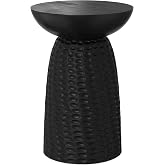 SIMPLIHOME Boyd 16" Wide Solid Wood Round End Table in Black | Contemporary solid mango wood accent table, assembled; ideal nightstand, lamp stand, or side table for any room.