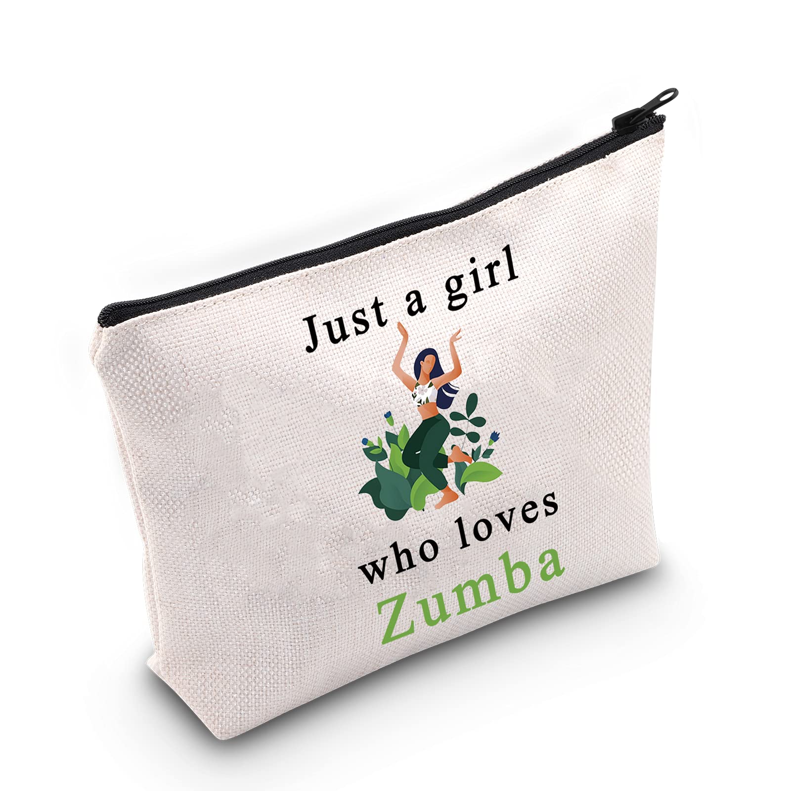 LEVLO Zumba Cosmetic Makeup Bag - Makeup, Fitness Dance Workout Gift - Just A Girl Who Loves Zumba - Zipper Pouch Bag for Women, Girls