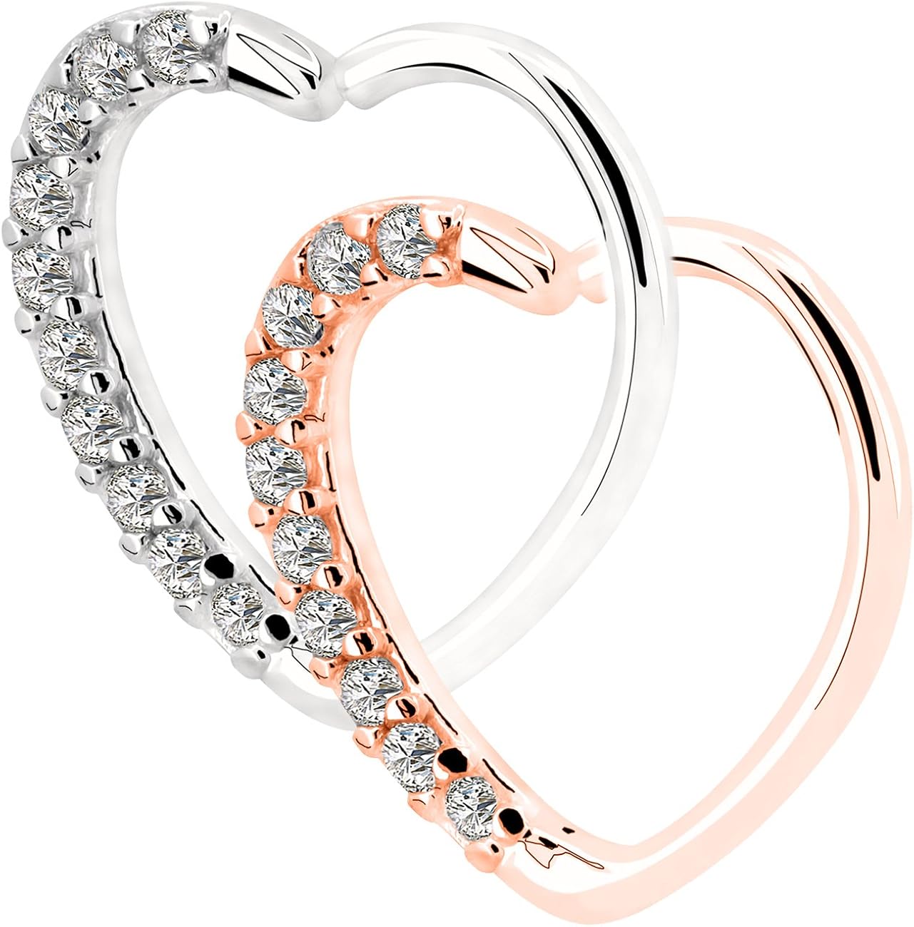 1.2mm Right Ear Daith Helix Rook Heart Earrings Real Gold Plated Shiny