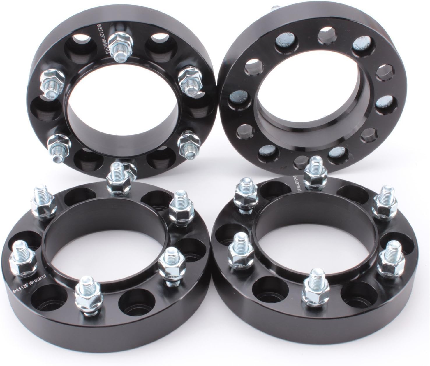 TPSA 4 pcs 6 lug Toyota Wheel Spacers 1.25'' 6x5.5 Black for Lexus GX470 Toyota Tacoma Tundra Chevrolet Colorado GMC Canyon Honda Passport Hummer H3 H3T Kia Sedona(12x1.5 studs and CB 106mm) 6x139.7