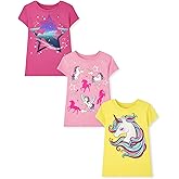The Children's Place Girls Unicorns,Butterfly Short Sleeve Graphic T-Shirts,3 Pack
