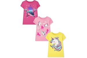 The Children's Place Girls Unicorns,Butterfly Short Sleeve Graphic T-Shirts,3 Pack