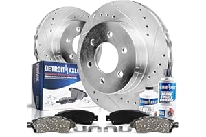 Detroit Axle - Front Brake Kit for 2010 2011 2012 2013 2014 2015 2016 2017 2018 2019 2020 Ford F-150 Expedition Lincoln Navigator Drilled Slotted Brake Rotors Ceramic Brakes Pads Replacement