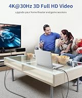 JSAUX 4K DisplayPort to HDMI Cable 2M Unidirectional DP to HDMI Grey view 7
