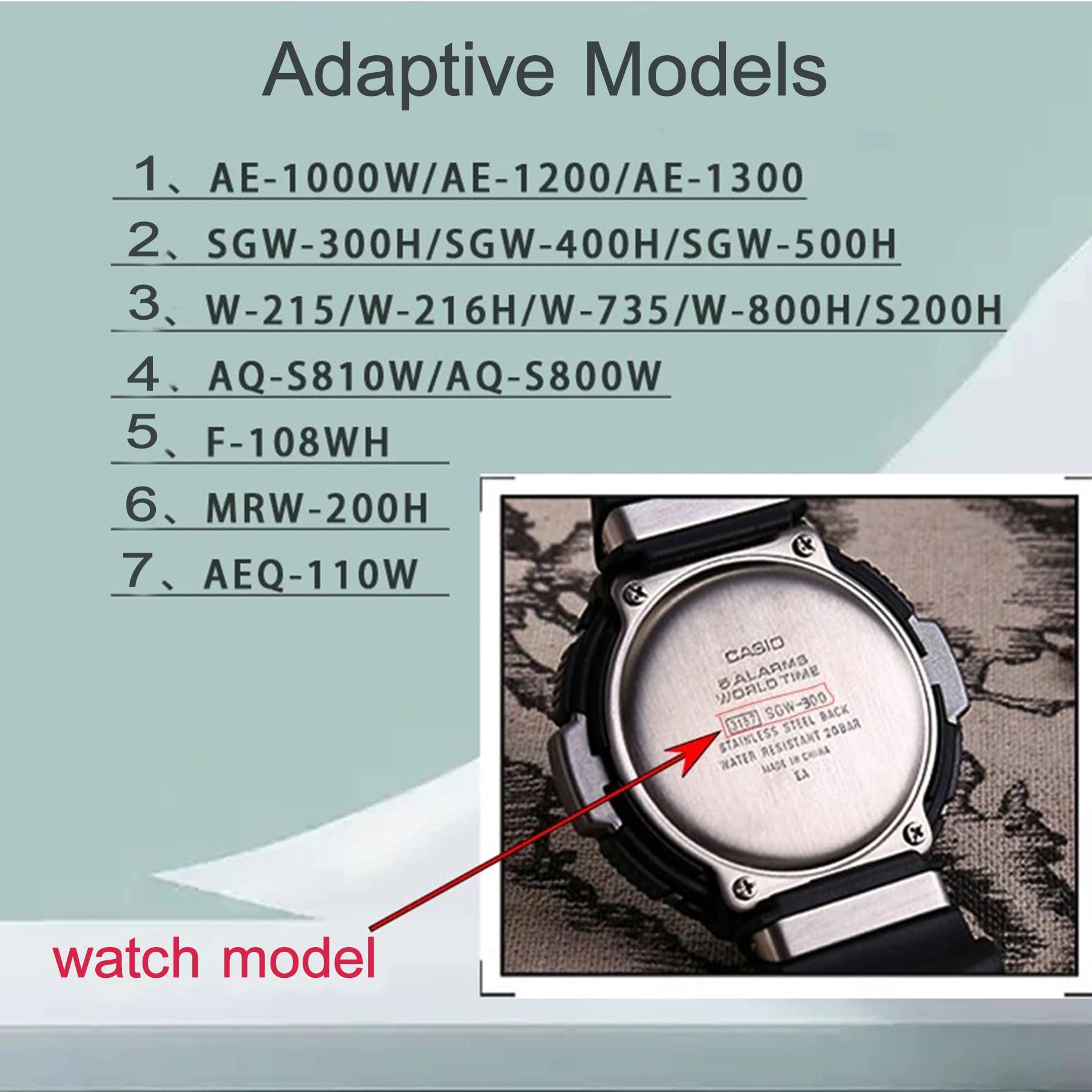 LDDAL Natural Resin Strap Compatible with Casio AE-1200 AE-1300 F-108 W-216H AE-1000w AEQ-110 W-800H AQ-S800W SGW-300H W-216H W-218 Men's 18mm Watch Band Replacement