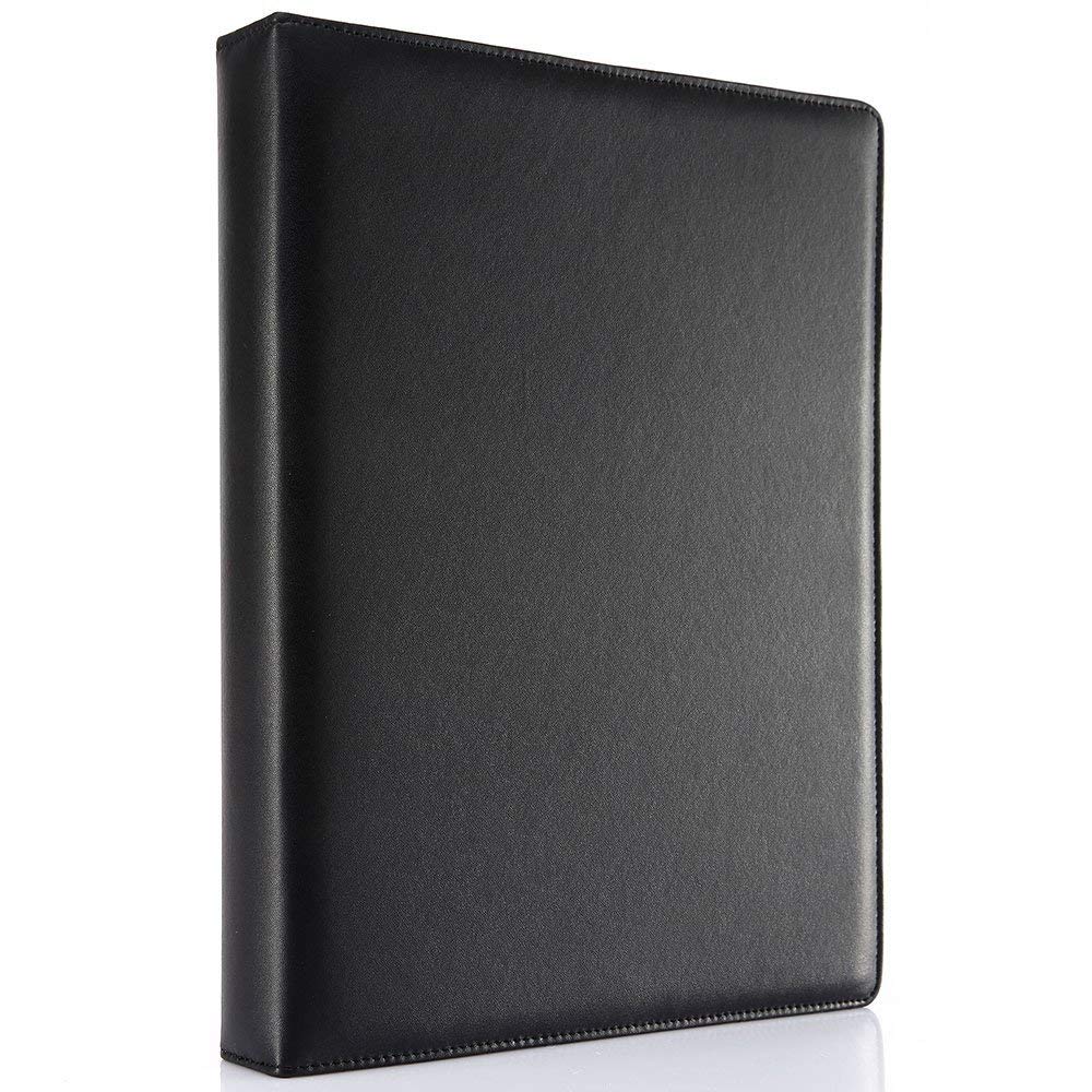 LiLan Pu Faux Leather A4 3 Ring Binder (Black, 1 piece) - Durable Hinge Design PU Leather, Holds up to 100-120 Sheets, Multipurpose Storage for Presentations, Documents, Meetings