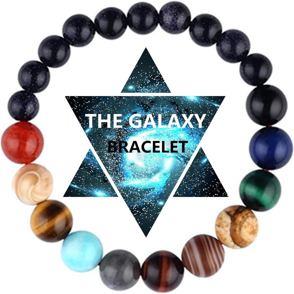 Vlinsha Chakra Bracelet, Solar System Galaxy Planet Anxiety Relief Gemstones Distance Friendship Handmade Bead Bracelets Gifts for Women Men Couples